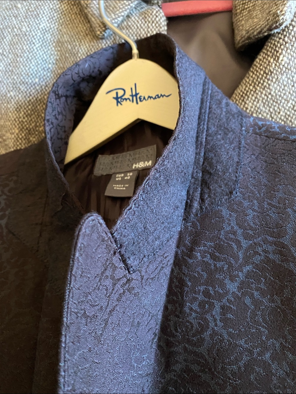 H&M Dark Purple Brown Paisley Jacquard Men's Blazer